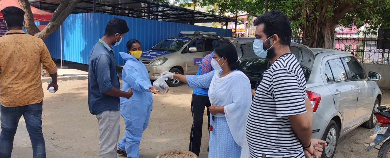 Relief distribution alongside healthcare workers