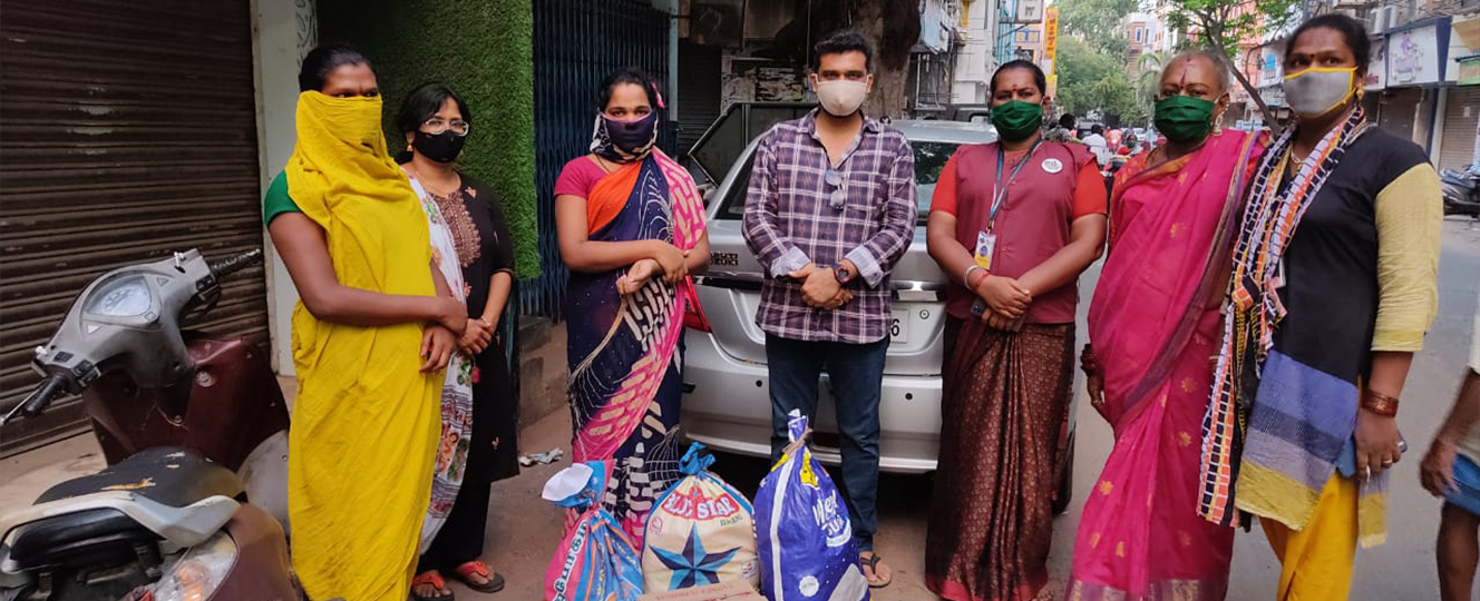 Groceries handed to transgender community members